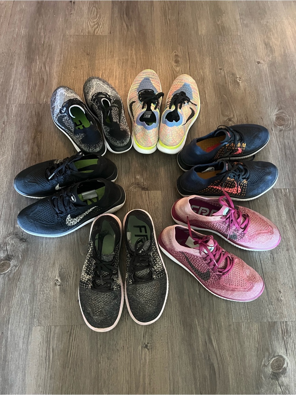 Nike Free Run Flyknit Women’s bundle 6 pairs- Multiple Colors